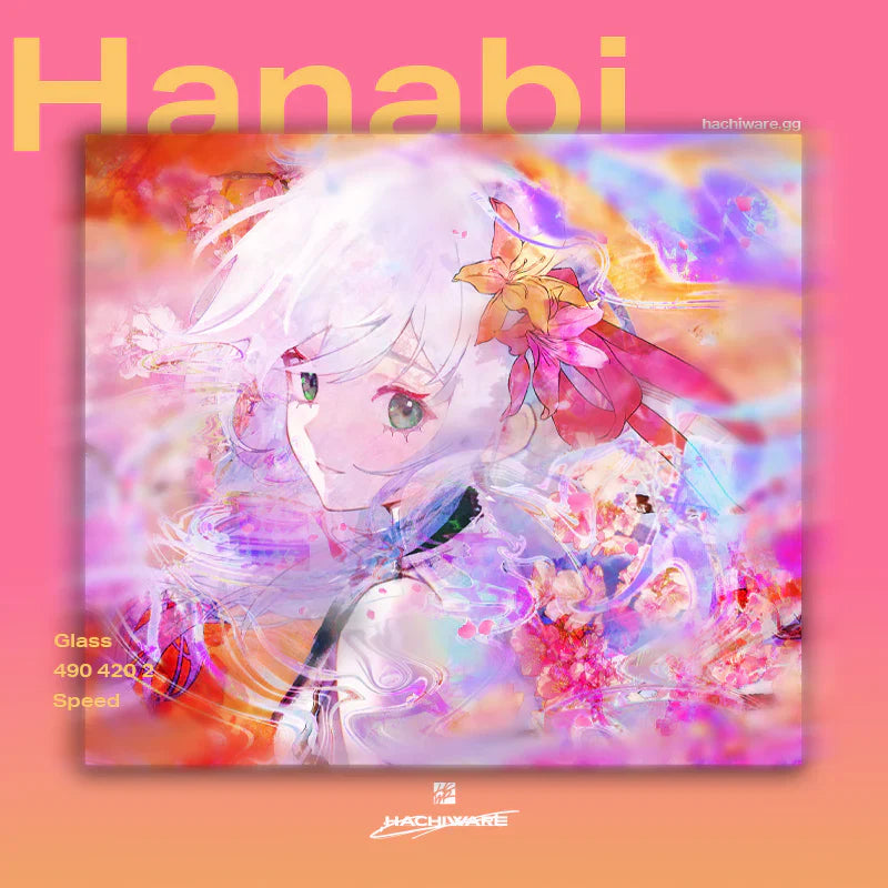 [預購品 6/26截止收單 8月初出貨] Hachiware 玻璃滑鼠墊 速度型 Hanabi